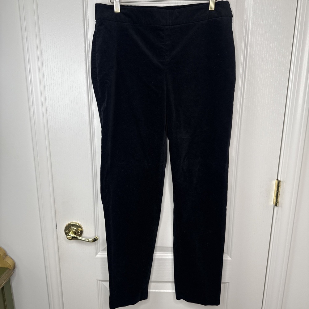 Talbots Womens 6 Black Velvet Slim Ankle Pant Side Zip Holiday Party Old Money